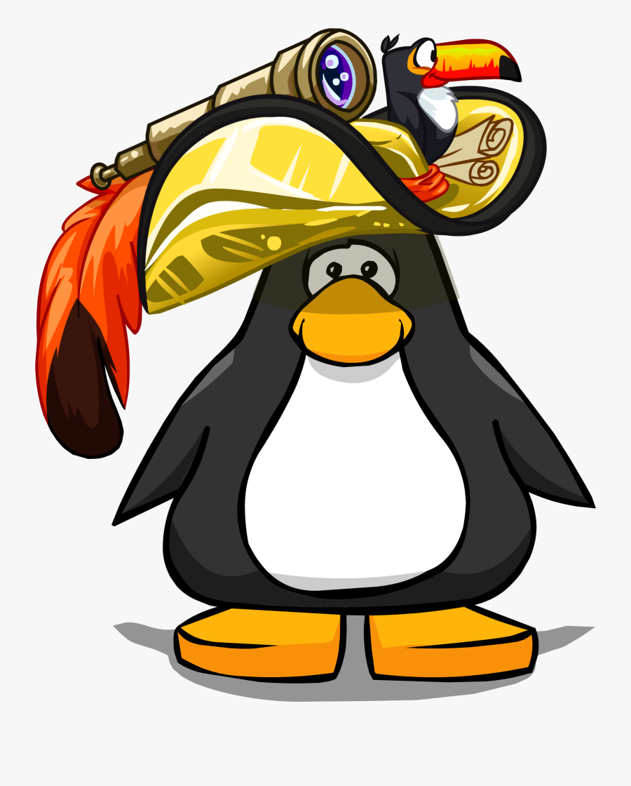 Golden Pirate Hat On A Player Card - Penguin With Top Hat, Transparent Clipart