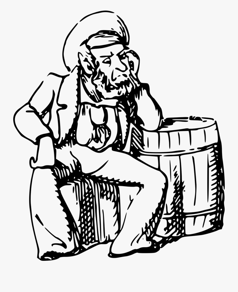 Drawing Cartoon Black And White Cowboy Line Art Cc0 - Vector Org Berpikir Png, Transparent Clipart