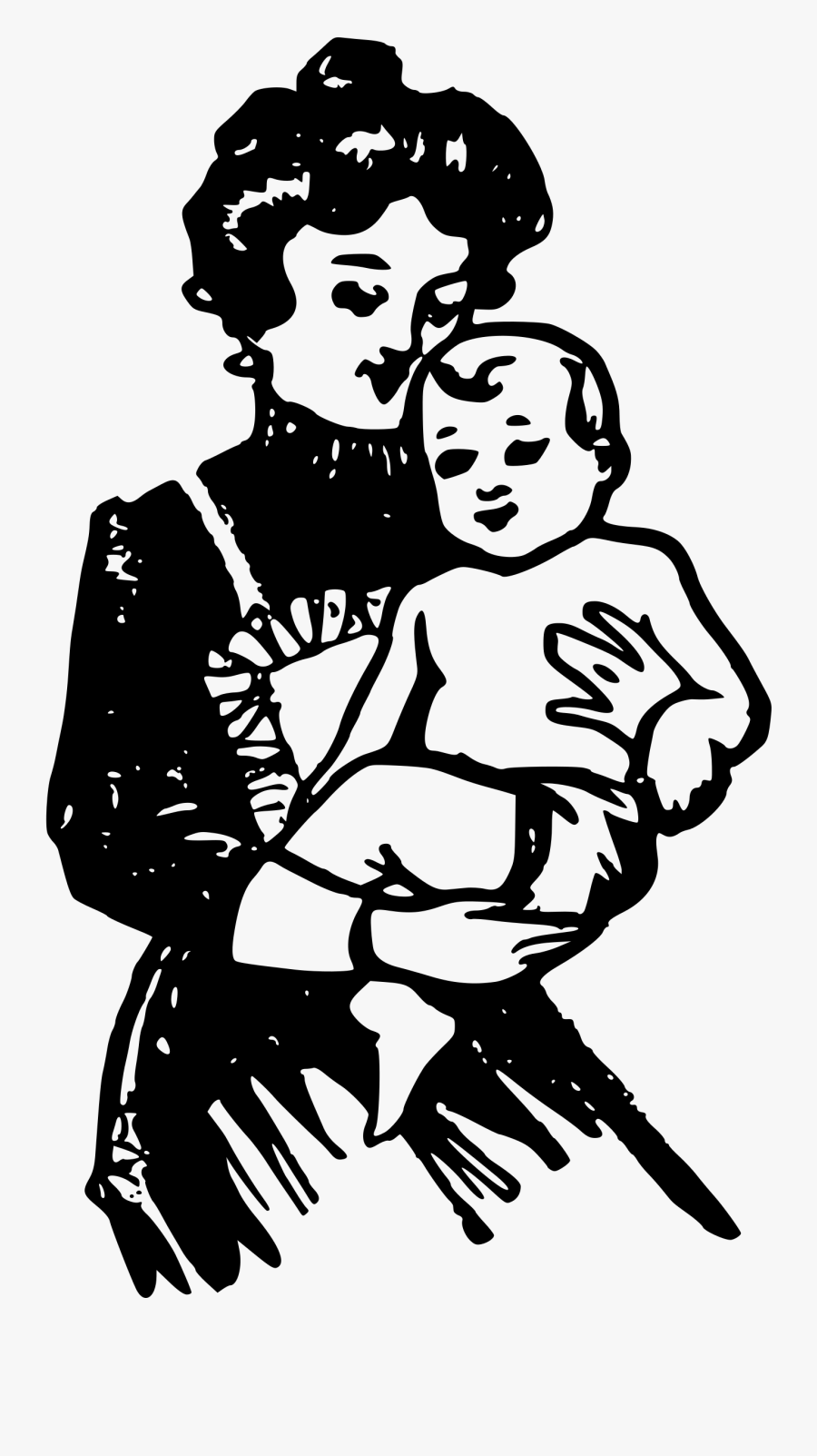 Mother And Baby Big - Anne Kucağında Bebek Resmi Çizimi, Transparent Clipart