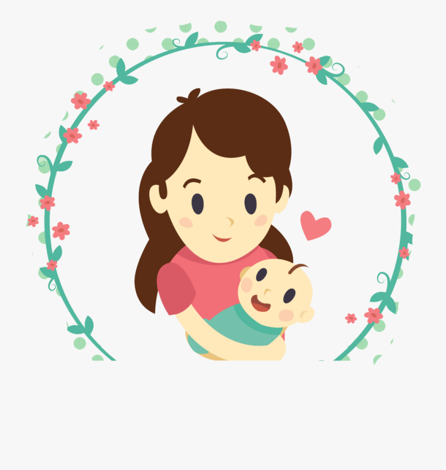 Download Mother And Daughter Free Png And Psd - Drawing Cartoon Mother And Baby, Transparent Clipart