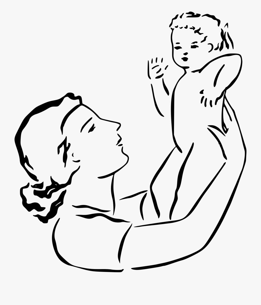Line Art Mother, Transparent Clipart