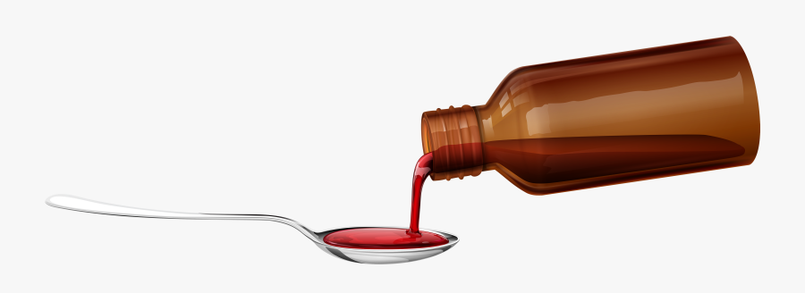Medical Syrup And Spoon Png Clipart - Glass Bottle, Transparent Clipart