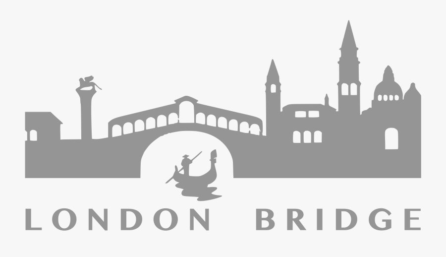 Clipart - Rialto Bridge Gondola Silhouette, Transparent Clipart