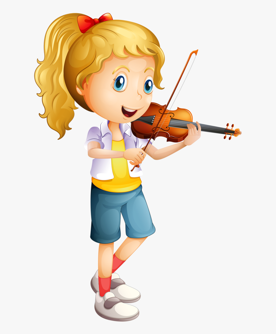 Music Clipart Notebook - Girl Playing Violin Clipart, Transparent Clipart
