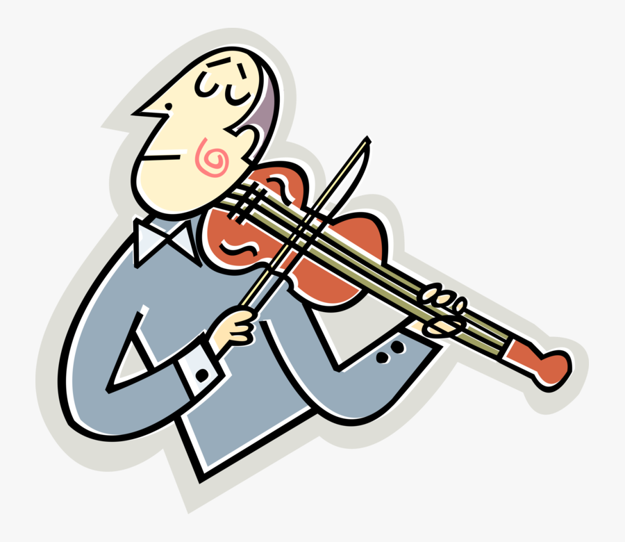 Vector Illustration Of Violinist Musician Plays Violin - Cartoon Black And White Sheep, Transparent Clipart