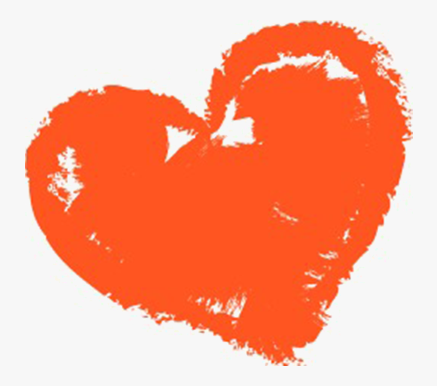Crayon Heart Clipart - Orange Clip Art Heart, Transparent Clipart