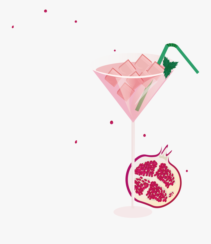 Cocktail Glass Smoothie Drink Red Pomegranate Transprent - Summer Drink Illustration, Transparent Clipart