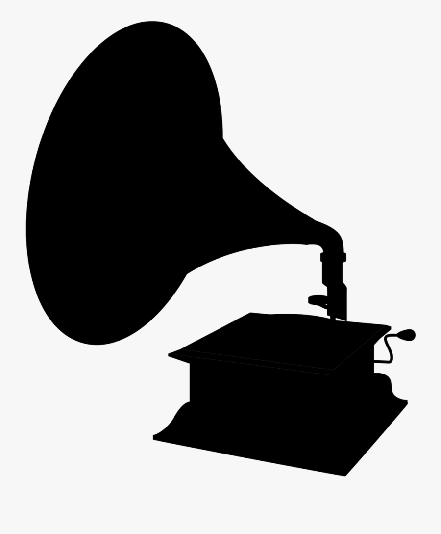 Silhouette Gramophone Music - Gramophone Black And White Cartoon, Transparent Clipart