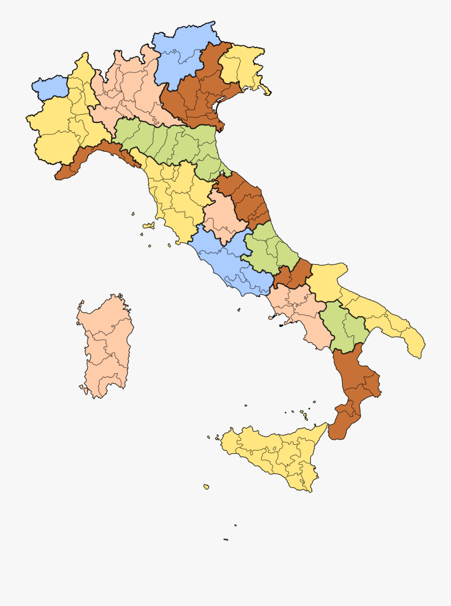 Clip Art Of Wikipedia - Map Of Italy Provinces, Transparent Clipart