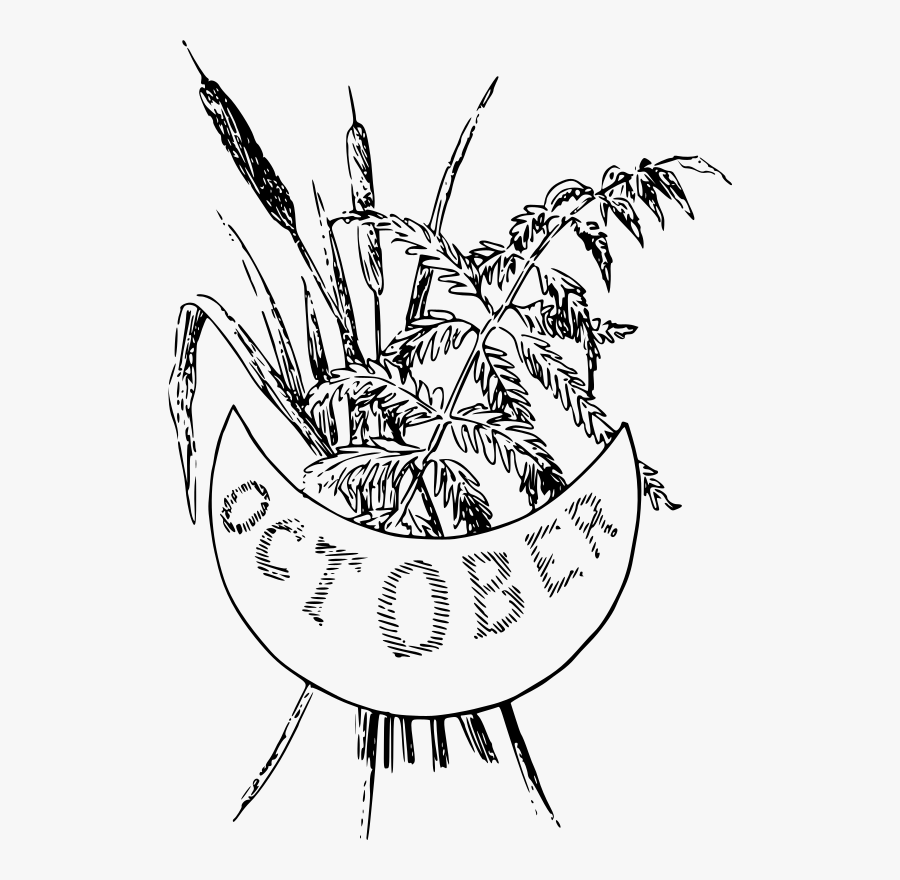 Illustrated Months - Clip Art Black And White October, Transparent Clipart