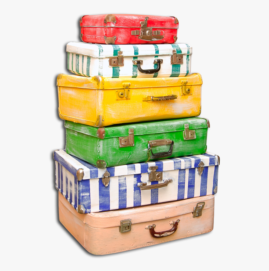 A Stack Of Luggage - Stacked Suitcases Png, Transparent Clipart