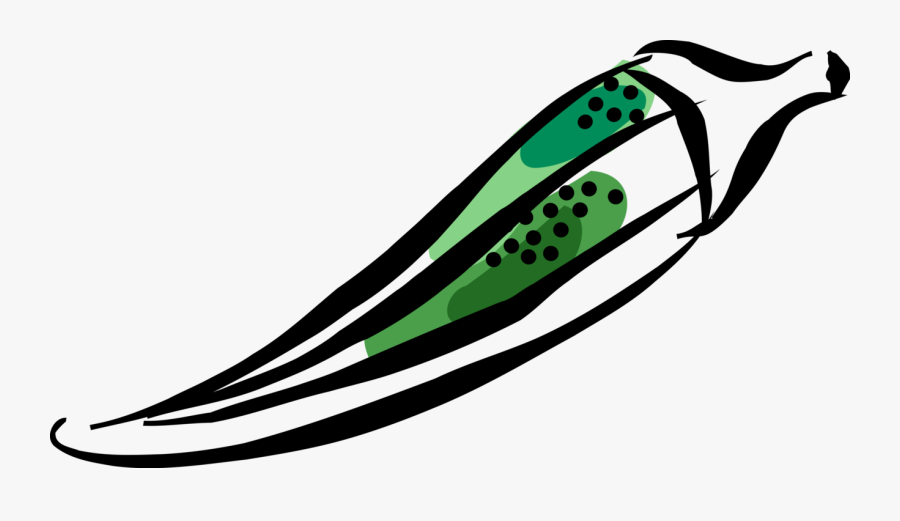 Vector Illustration Of Okra Flowering Plant With Edible - Okra Vector, Transparent Clipart