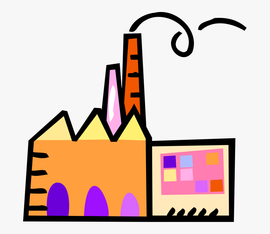 Vector Illustration Of Manufacturing Factory Plant - One To Many Communications, Transparent Clipart