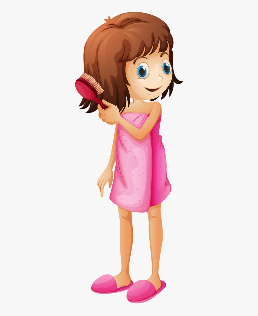 Girl Combing Her Hair, Transparent Clipart
