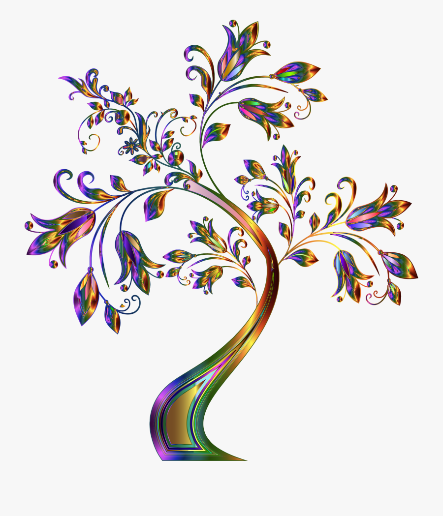 Floral Tree Supplemental 3 No Background Clip Arts - Border Design, Transparent Clipart