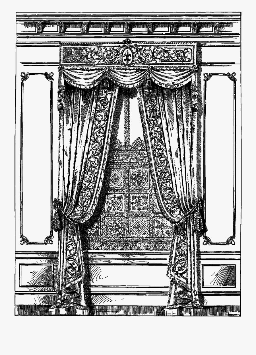 Curtain Design French Illustration Image - Curtain, Transparent Clipart