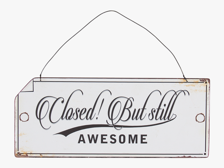 Country Tin Sign Vintage Wall Art Open/closed Awesome - Calligraphy, Transparent Clipart