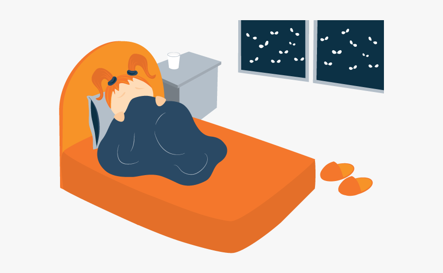 Illustration Of Anxious Child Awake In Bed - Illustration, Transparent Clipart