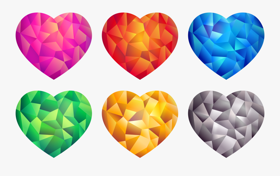 Colorful Heart, Transparent Clipart