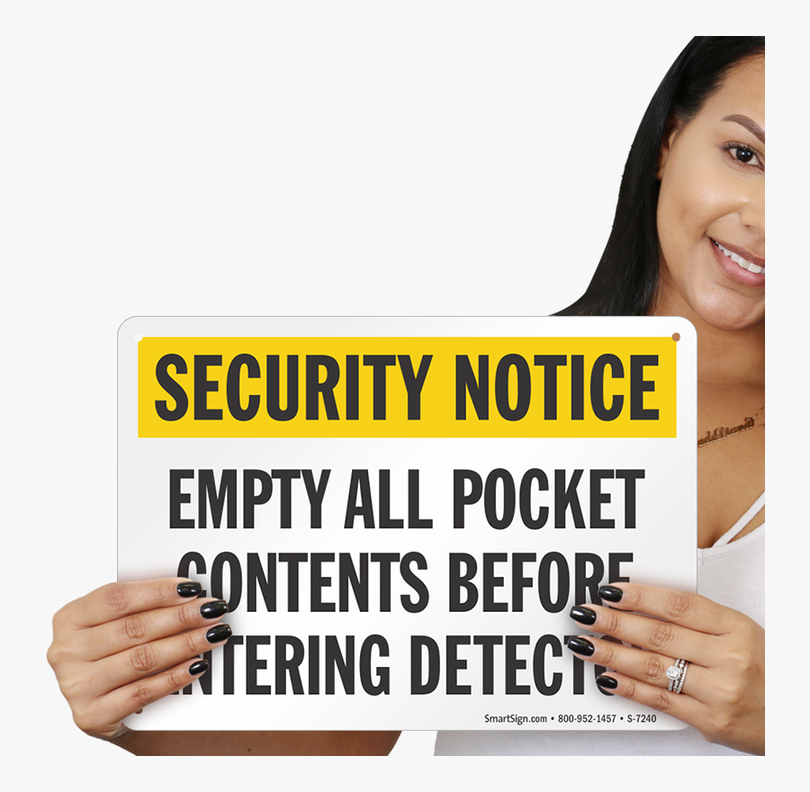 Empty All Pocket Contents Before Entering Detector - Sign, Transparent Clipart