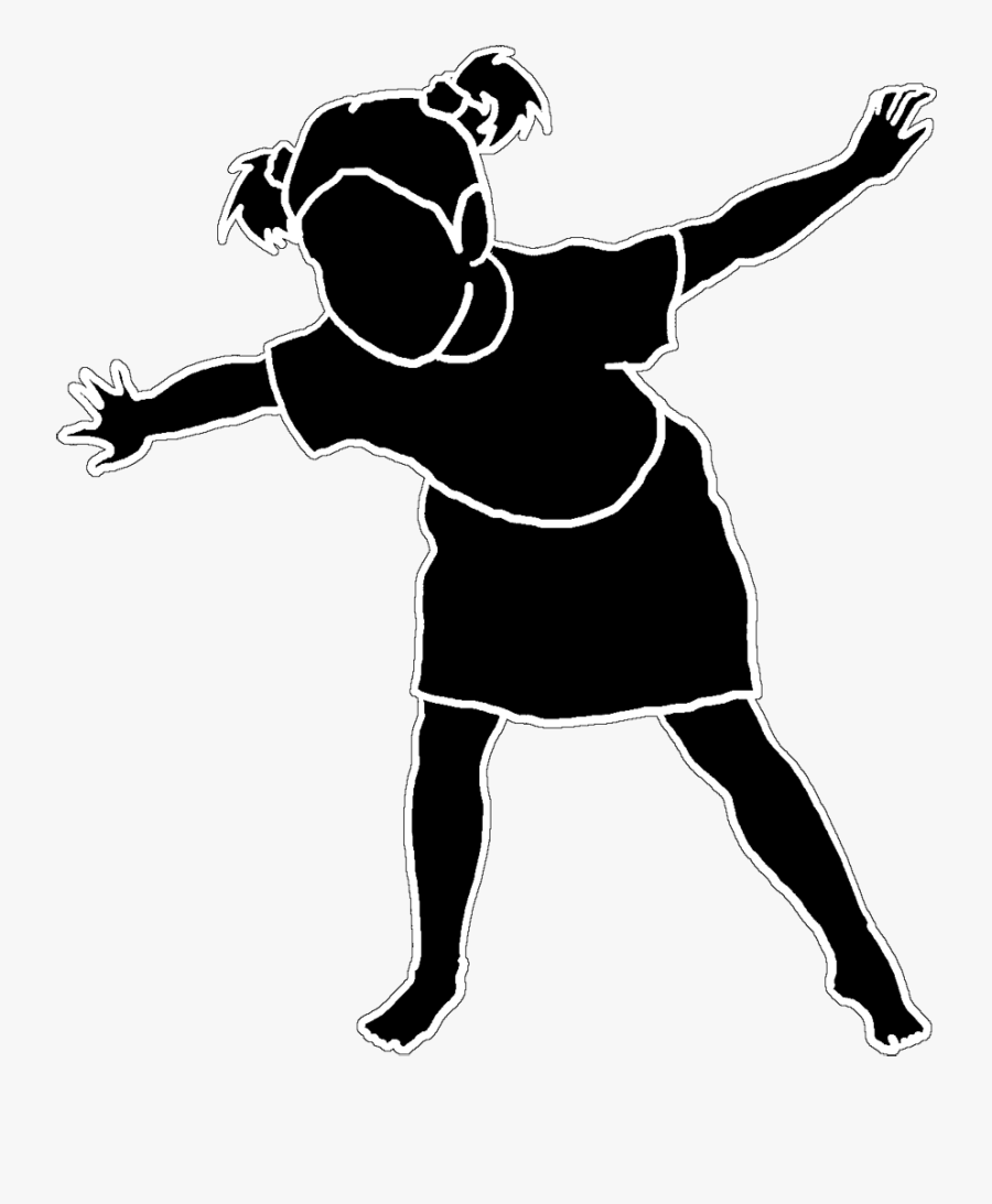 Silhouette Of Dancing Little Girl - Little Girl Playing Silhouette, Transparent Clipart