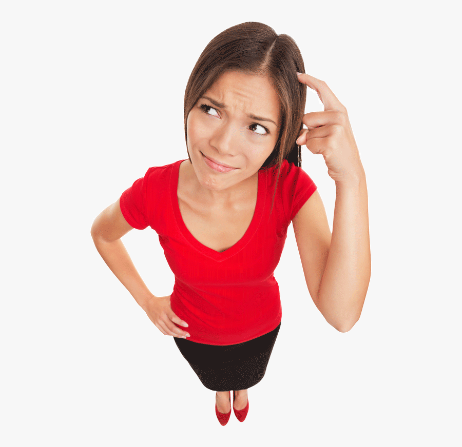 Confused Girl Smtg - Woman Scratching Her Head, Transparent Clipart