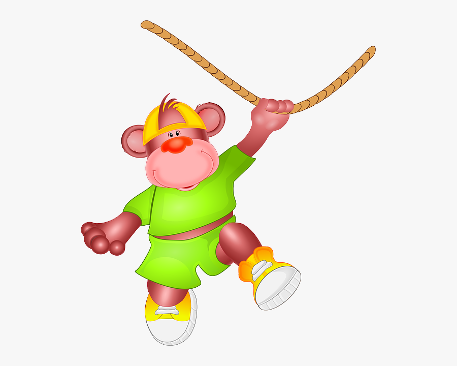 Monkey, Ape, Animal, Hang, Loop, Swinging, Zoo, Fun - Monkey In Rope Png, Transparent Clipart