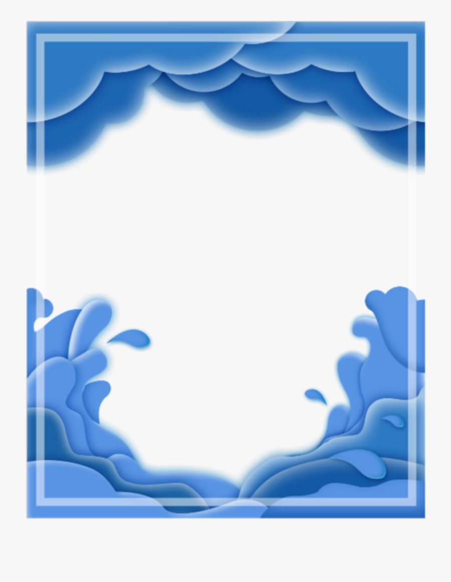 #ftestickers #frame #borders #water #abstract #blue - Valentine's Day Card, Transparent Clipart