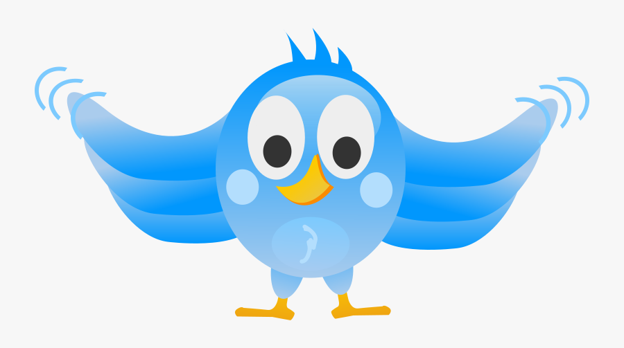 Tweeting Bird With Wings Spread Wide Drawing - Bird Flapping Wings Cartoon, Transparent Clipart