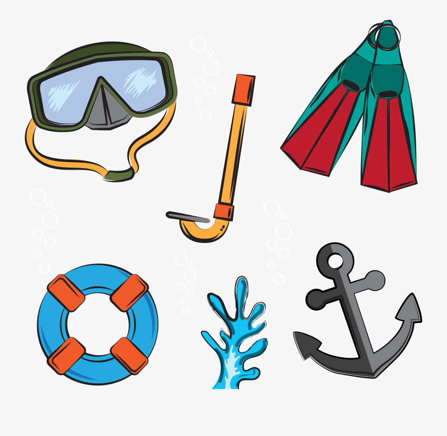 Goggles Clipart Swimming Flipper - Underwater Diving, Transparent Clipart