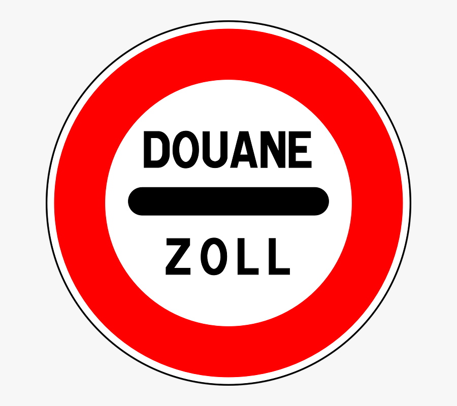 Customs Stop Road Sign - Bord Douane, Transparent Clipart