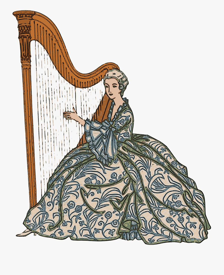 Woman Playing The Harp - Silhouette Of A Woman Playing A Harp, Transparent Clipart