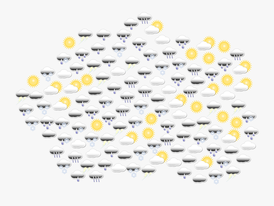 Weather Icons In Cloud Shape Clip Arts - Icon, Transparent Clipart