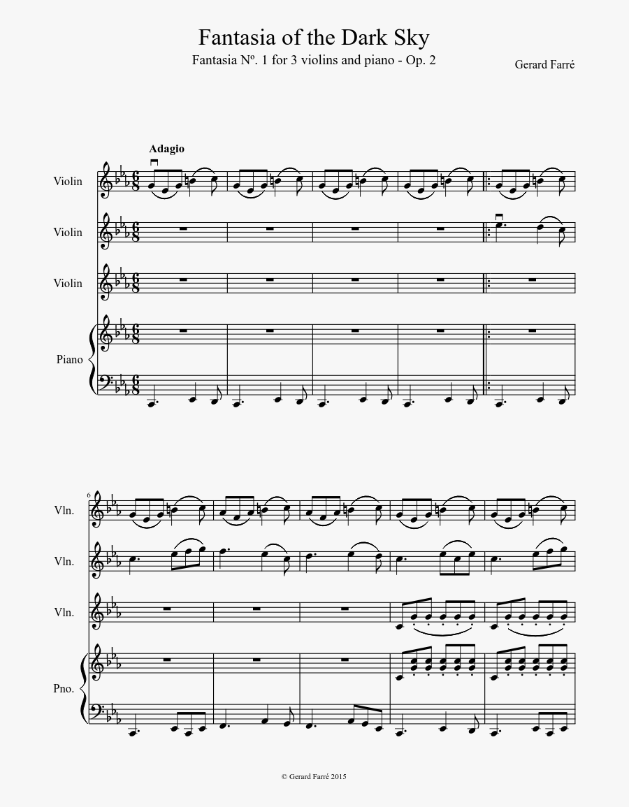 Fantasia Of The Dark Sky Sheet Music Composed By Gerard - Turn Me On Notes, Transparent Clipart