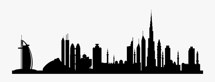 Burj Khalifa Skyline Silhouette Royalty-free - Dubai Silhouette Png, Transparent Clipart