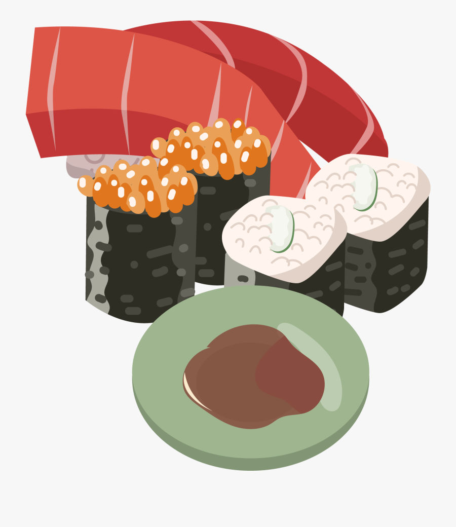 Sushi Salmon Caviar Cucumber Png And Vector Image - Bánh, Transparent Clipart