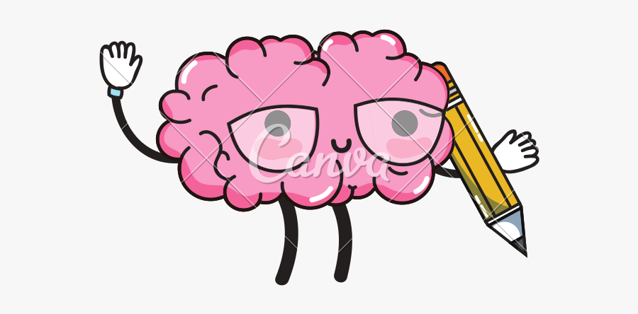 Kawaii Happy Brain With - Cartoon Cute Brain Drawing, Transparent Clipart