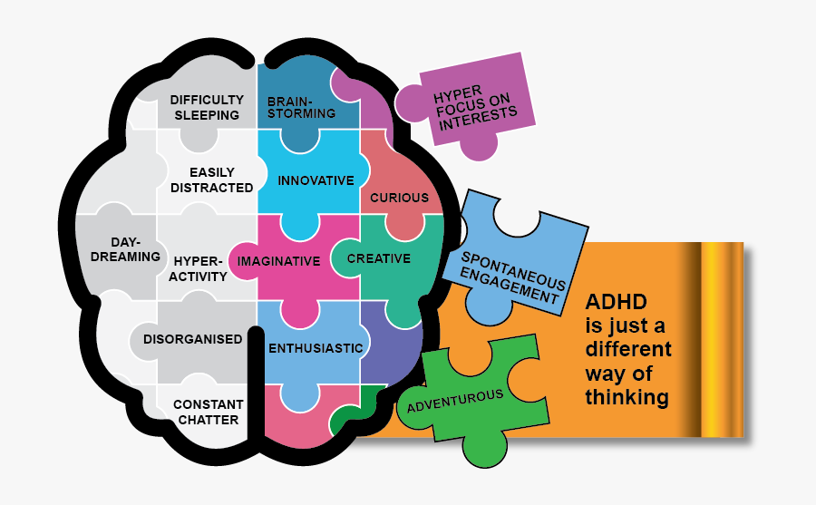 Adhd Infographic Adhd Different Way Of Thinking-800x518, Transparent Clipart