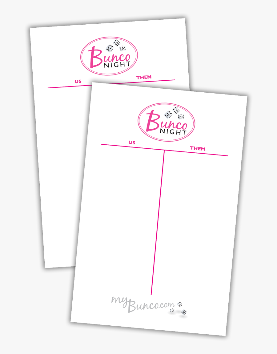 Clip Art Pink Bunco Us Them - Bunco Us Them Sheets, Transparent Clipart