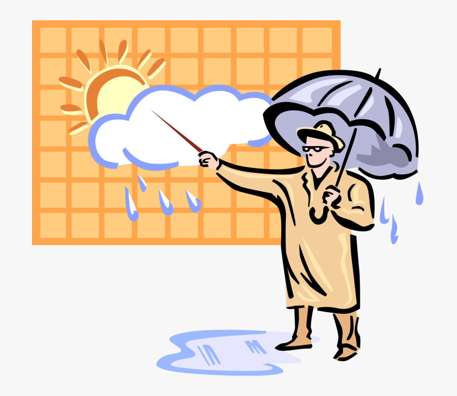 Vector Illustration Of Weatherman Gives The Weather - Meteorologist Clip Art, Transparent Clipart