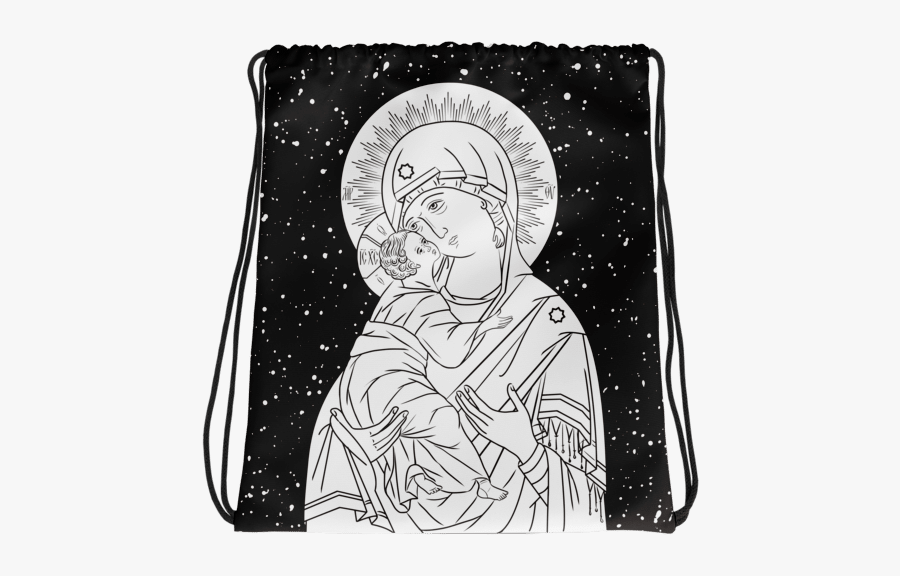 Theotokos Of Vladimir Drawstring Bag Black And White - Drawstring, Transparent Clipart