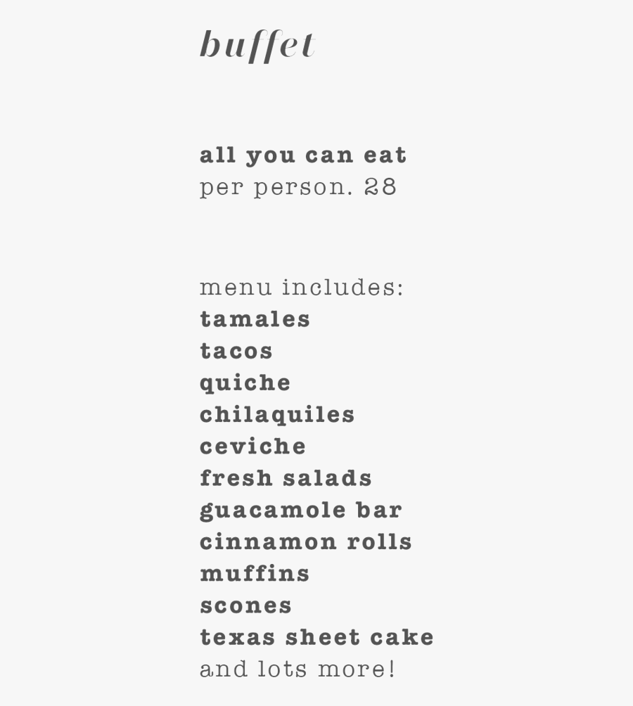 Buffet Menu, Transparent Clipart