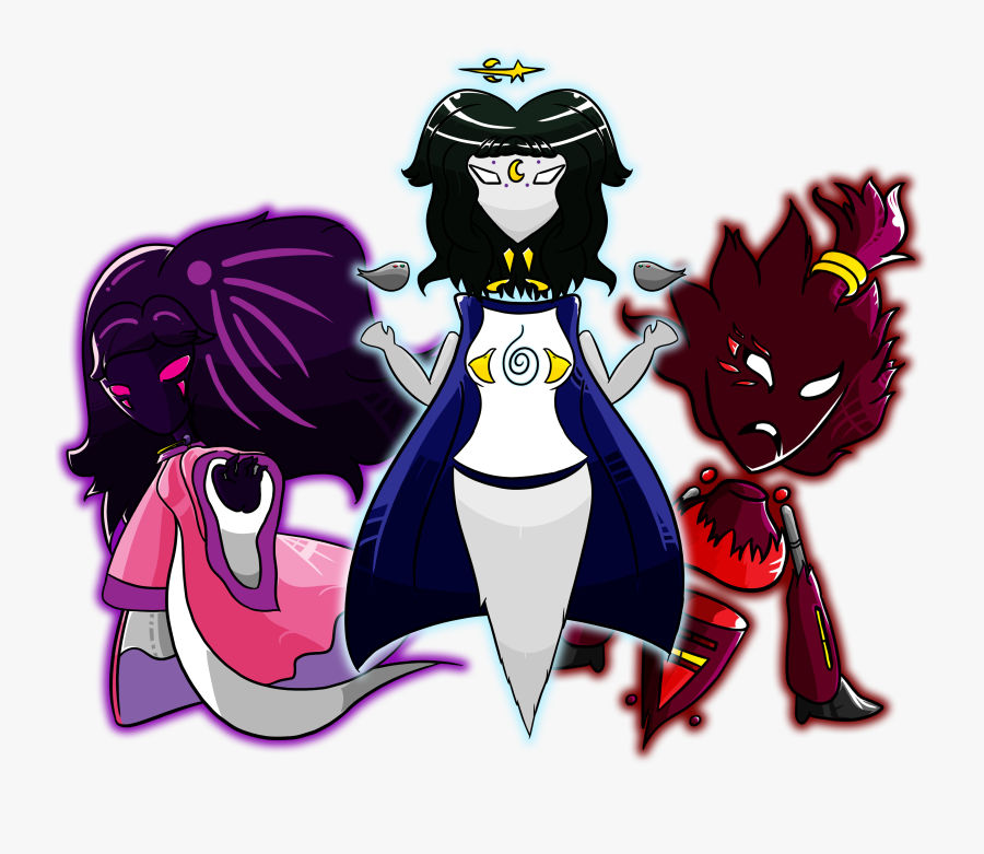 Angel Trio Goddess Of The Cosmic Realms - Cartoon, Transparent Clipart