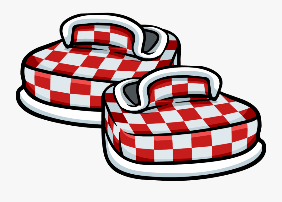 Official Club Penguin Online Wiki - Club Penguin White Checkered Shoes, Transparent Clipart