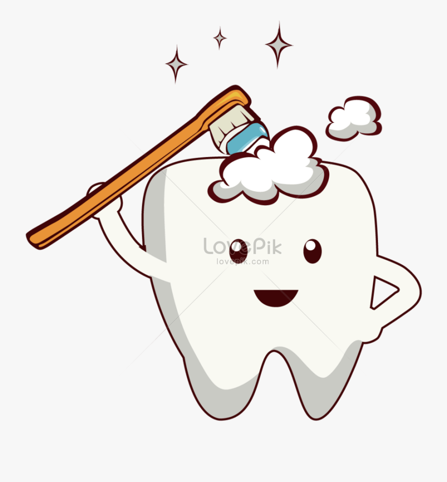 Illustration , Transparent Cartoons - Tooth Brushing, Transparent Clipart
