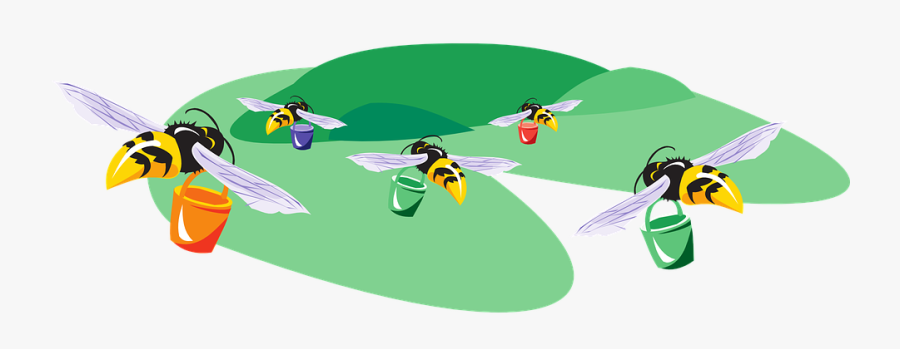 Bees, Gathering, Harvesting, Lawns, Green, Gardens - Bee Cartoon, Transparent Clipart