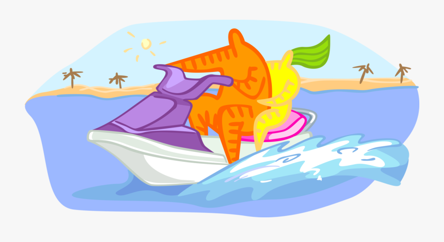 Vector Illustration Of Personal Watercraft Water Sports - Illustration, Transparent Clipart