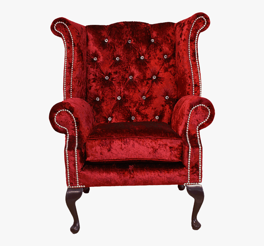 Crushed Red Velvet Chair, Transparent Clipart