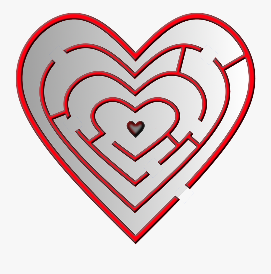 Labyrinth Puzzles Heart Free Photo - Corazon Laberinto, Transparent Clipart