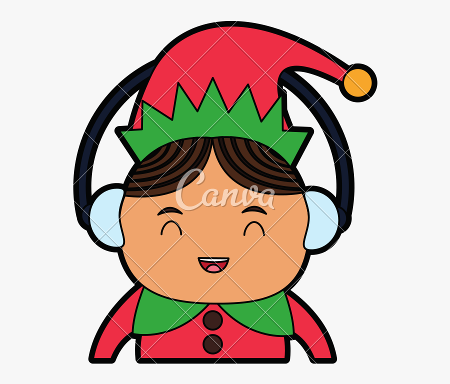 Elf Transparent Helper , Transparent Cartoons - Elf With Headphones Cartoon, Transparent Clipart